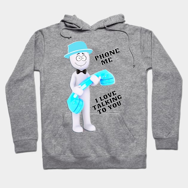 Phone me... I love talking to you - turquoise hat & phone Hoodie by Blue Butterfly Designs 